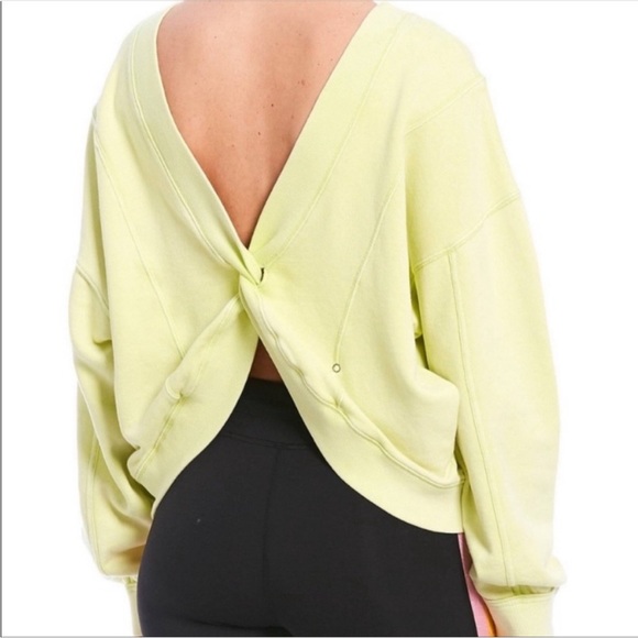 Free People Go For Gold Reversible Pullover Sweatshirt Sz S Key Lime Green - Picture 4 of 15